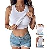 CHICME Camisetas sin mangas con brasier integrado para mujer, camisetas casuales con espalda cruzada acanalada, ajustadas