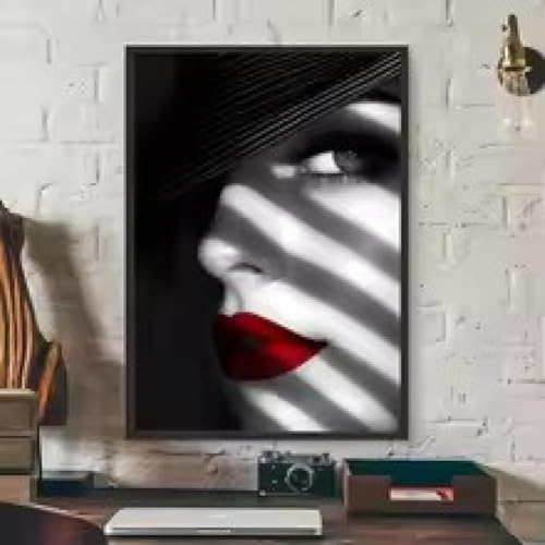 Art sur toile lèvres rouges peinture murale salon 50x70