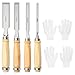 APOMOONS Set di 4 Scalpelli per Legno 6, 12, 18, 24mm Scalpelli per Legno Professionale per La Lavorazione Del Legno Fai Da Te con 2 Paia di Guanti E Borsa per Il Trasporto