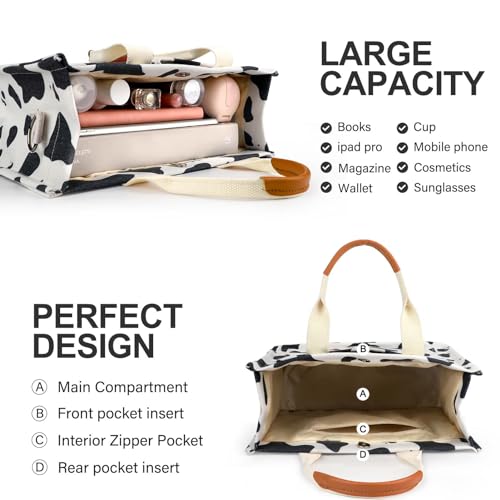 Image of Canvas Tote Bag for Women with Pockets Crossbody Bag Tote Shoulder Handbags Casual Work Bags Everything Tote Bag