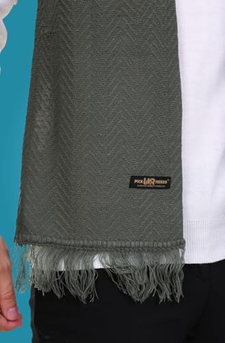 Image of Pick Ur Needs Premium Men's Warm And Stylish Woolen Muffler With Solid Color Plain Design And Stylish Tussles Ends Muffler For Men