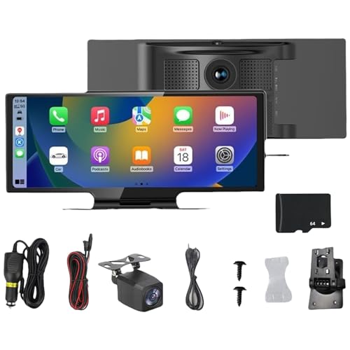 Cartablet Pro MAX 2025, Car Tablet Pro MAX 2025 with Reverse Camera, GPS Navigation Voice Control Wireless 4k Dual Lens, 10.26' HD Portable Carplay & Android Auto Screen