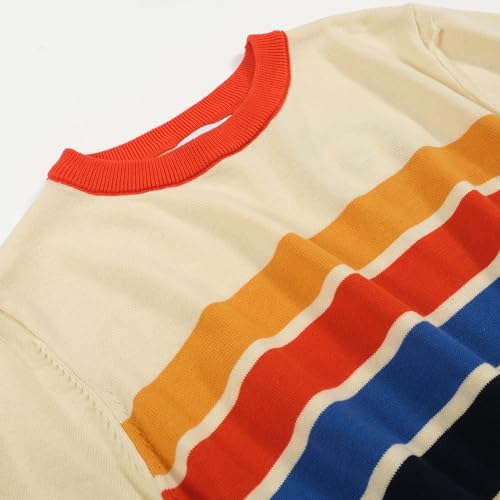 OXKnit Women's 1960s Retro Knit Short Sleeve T-Shirts, Crew Neck Casual Knit Top3