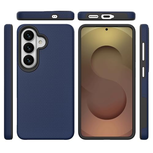 Image of NOXO Ultra-Hybrid Triangle Back Case Cover for Samsung Galaxy S26 Plus | Shockproof Design | Camera Protection | Soft TPU & Rugged PC | Bumper Cases and Covers (Prussian Blue)