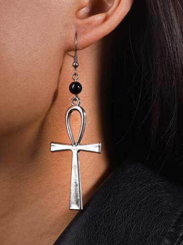 Sacina Gothic Ankh Earrings, Cross Dangle Earrings, Goth Earrings, Halloween Christmas New Year Jewelry Gift for Women, Men3