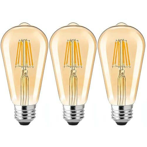 Image of Edison Tungsten Filament Antique Glass Light Bulbs Vintage Base E27 Bulb Yellow Light for Home Decoration, Living Room, Hall, Balcony, Restaurant Bar Lighting (pack of 3)