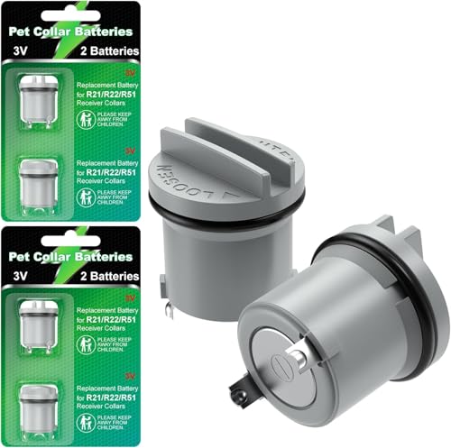 Dog Collar Batteries for R21 R22 R51 and Microlite Collar Battery High Capacity Compatible with Invisible Fence Receiver Collar Batteries 4 Packs Lasting Replacement Pet 3V Batteries - Gray
