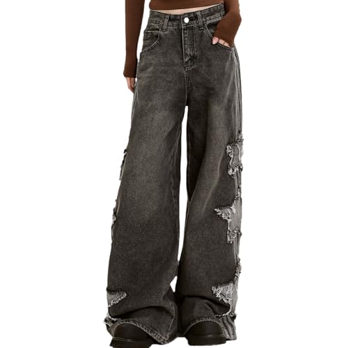 Retro Casual Pants American y2k Fashionable Street Style Loose Star Patch Jeans Suitable for Both Men and Women