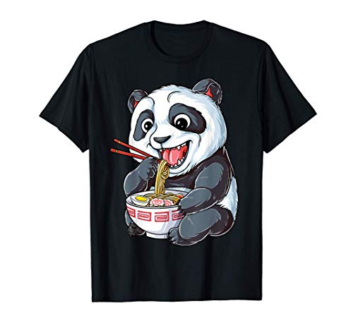 Panda Eating Ramen Kawaii Giant Japanese Noodle Gifts Girls Maglietta