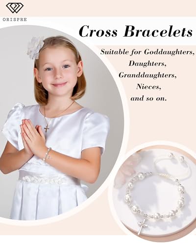 Image of Infinity Cross Bracelet for Girls Baptism First Communion Easter Confirmation Birthday Christmas Gifts