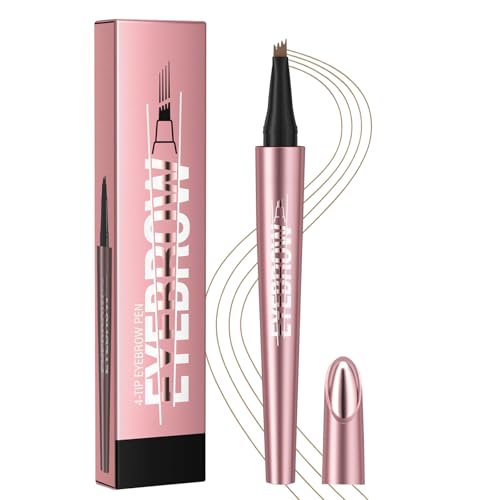 Micro-Fork Eyebrow Pencil for Sparse & Thin Brows, 4-Tip Eyebrow Pen for Natural Hair-Like Strokes, Smudge-Proof Makeup Tool for Defined Brows(01# Light brown)