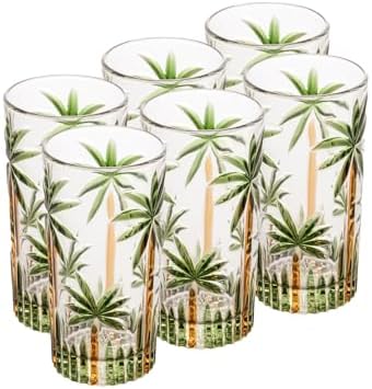 WOLFF - Conjunto 6 Copos Altos de Cristal Palm Tree Handpaint 360...