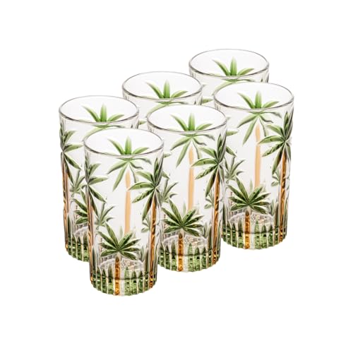 WOLFF - Conjunto 6 Copos Altos de Cristal Palm Tree Handpaint 360...