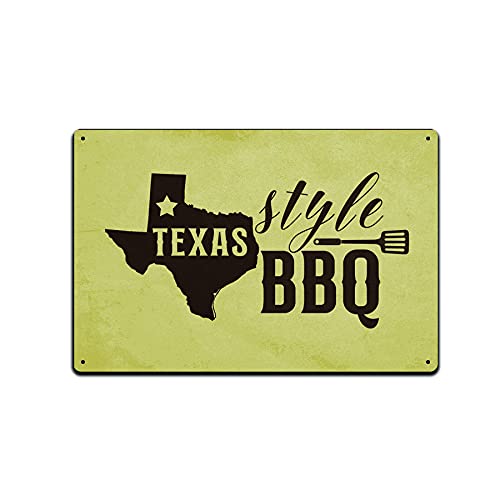 JP's Parcels Tin Signs Backyard BBQ Wall Decor - Metal Wall Sign 12x8 in. Texas Style BBQ