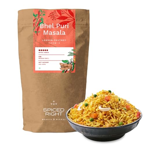 Image of SPICED RIGHT Bhelpuri Masala (200 Gm) with Natural Ingredients | Ready to Use Instant Namkeen Indian Snack Bhel Puri /Chat Puri Masala