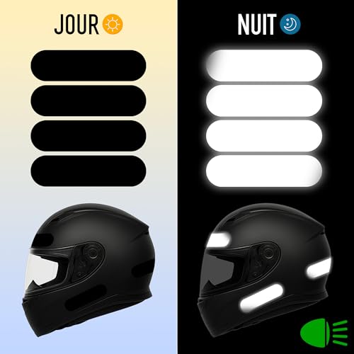 Wraplab - Set mit 8 reflektierenden Streifen für Motorradhelm, französisches Zulassen, hohe Sichtbarkeit bei Nacht, hergestellt in Frankreich