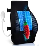 Adjustable Airbag Lumbar Support Cushion with Cooling Gel, Ergonomic Design for Upper Lower Back Pain Relief, Posture Improvement, Memory Foam Back Support Pillow for Office Chair, Recliner, Car Seat