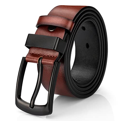 Image of maikun Mens Casual Dress Belt, Mens Leather Black Belt, Casual Wear Jeans Pants