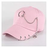 JBIVWW KJACR Hip Hop Cotton Baseball Cap Piercing Ring Caps Adult Casual Solid Adjustable Unisex Hat (Color : Pink 1)