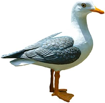 Resin Statue Realistic Sea-Gull Sculpture, 2 Types Decorative Ornament Home Art Garden Artificial Sea-Bird Decoration for Indoor Outdoor Yard Lawn Patio Decor