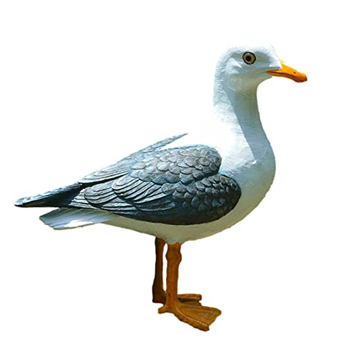 Resin Statue Realistic Sea-Gull Sculpture, 2 Types Decorative Ornament Home Art Garden Artificial Sea-Bird Decoration For Indoor Outdoor Yard Lawn Patio Decor #TOP1