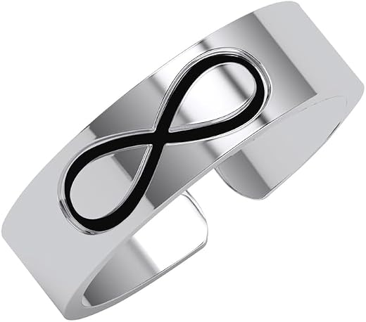 Clara Pure 925 Sterling Silver Infinity Men Ring |Size Adjustable, Platinum Plated | Gift for Men &amp; Boys