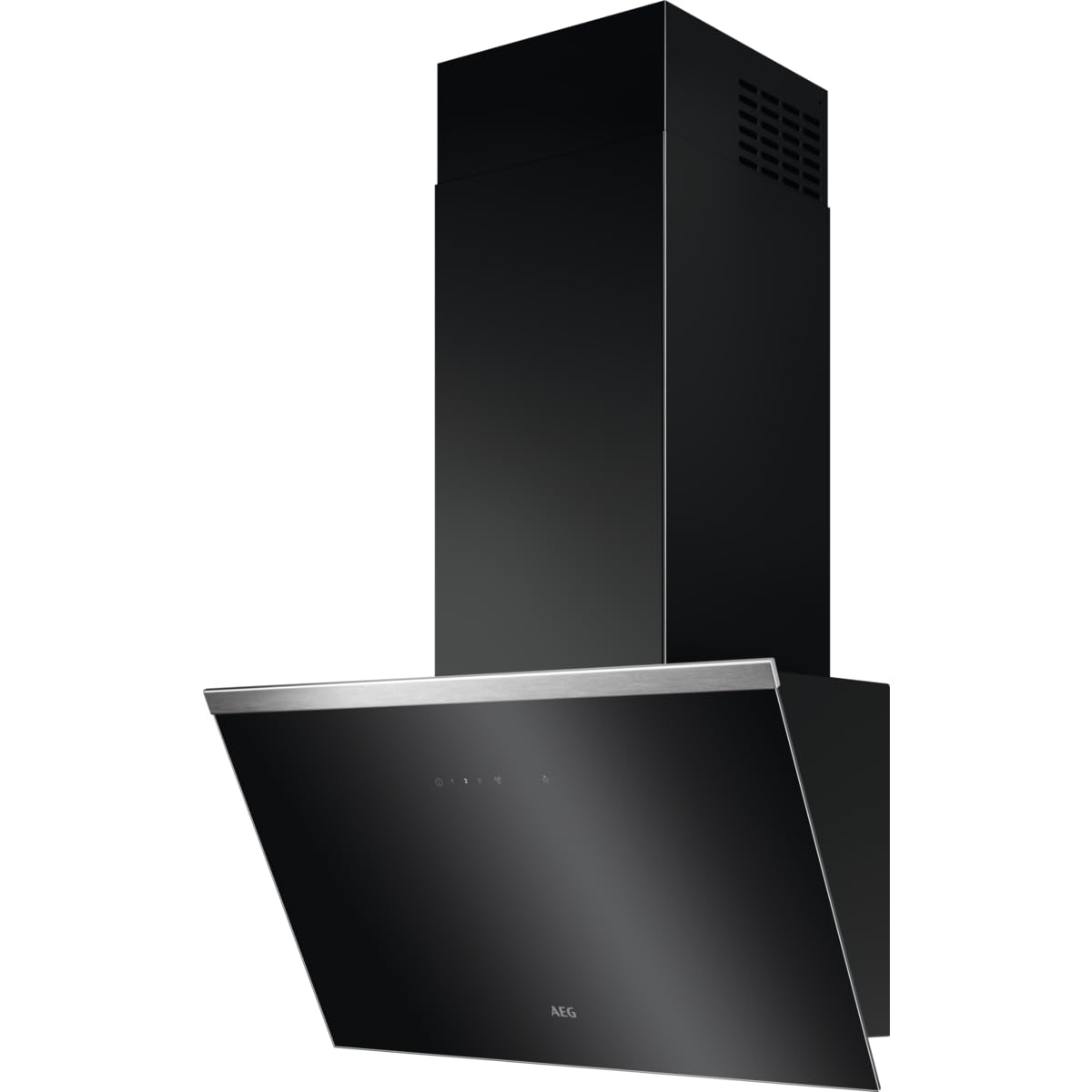AEG Hotte murale sans tête 60 cm A série 7000 avec Hob2Hood, évacuation et recirculation, moteur haute performance, puissance max. 500 m³/h, 64 – 74 dB(A) maximum, commande tactile, noir DVE5661HB