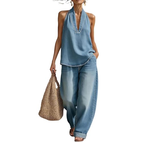 2026 New Denim Set for Women 2 Piece Outfits Summer