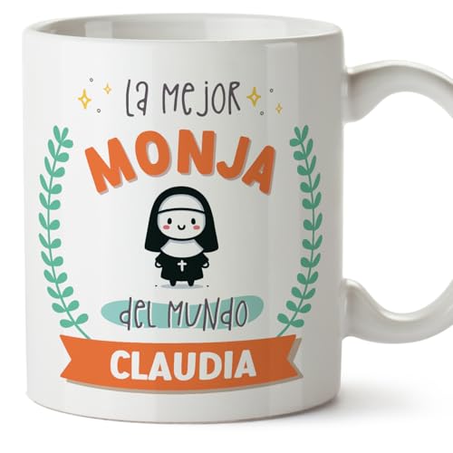 MUGFFINS Tazas Personalizadas para MONJA mujer - En Español - Mejor del mundo - Con dibujo - 11 oz / 330 ml - Regalo Personalizable original y divertido