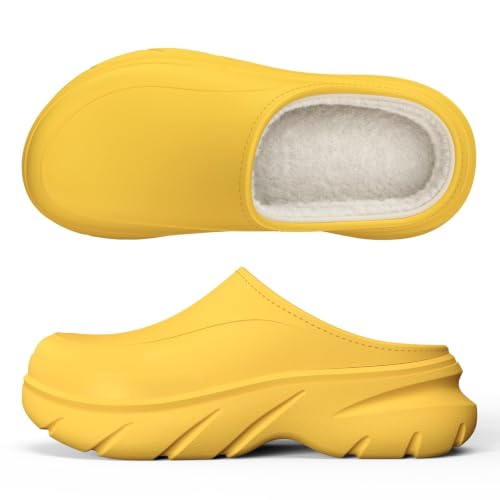 Image of Unisex Waterproof Winter Slippers for Outdoor, Fuzzy Lined Non-Slip Snow Boot House Shoes with Rubber Sole, Indoor Outdoor Comfort for Cold Weather
