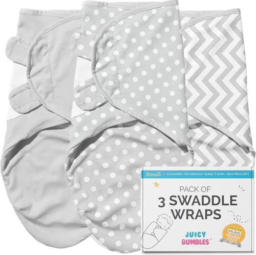 Image of JUICY BUMBLES Baby Swaddles 0-3 Months Newborn Swaddle Sack Sleep Swaddle Sleep Sack Wrap for Newborns Girl and Boy 100% Cotton Oeko TEX 3-Pack