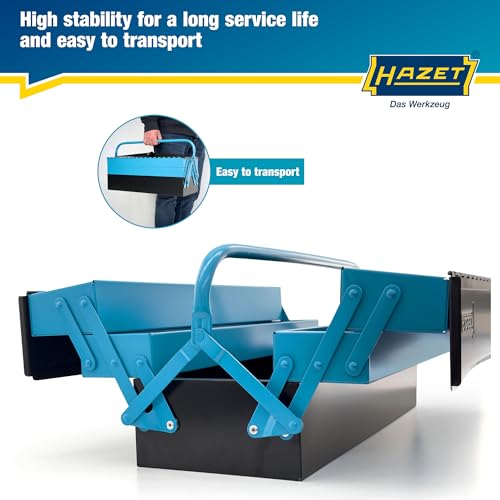 Image of HAZET Metal Tool Box 190L | Empty | With Spacious Bottom Compartment and 4 Fold-Out Side Compartments | For Tidy Storage of Tools, Etc.
