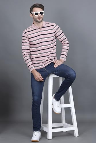 Image of GODFREY Full Sleeve Polo T Shirt for Man Cotton with Pocket and Collar - Regular Fit Tshirt