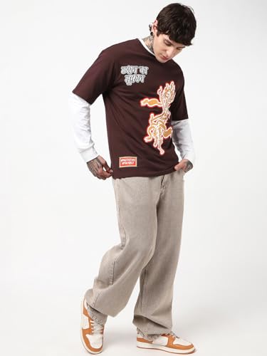 Image of Bewakoof Men's Graphic Print Oversized Fit T-Shirt