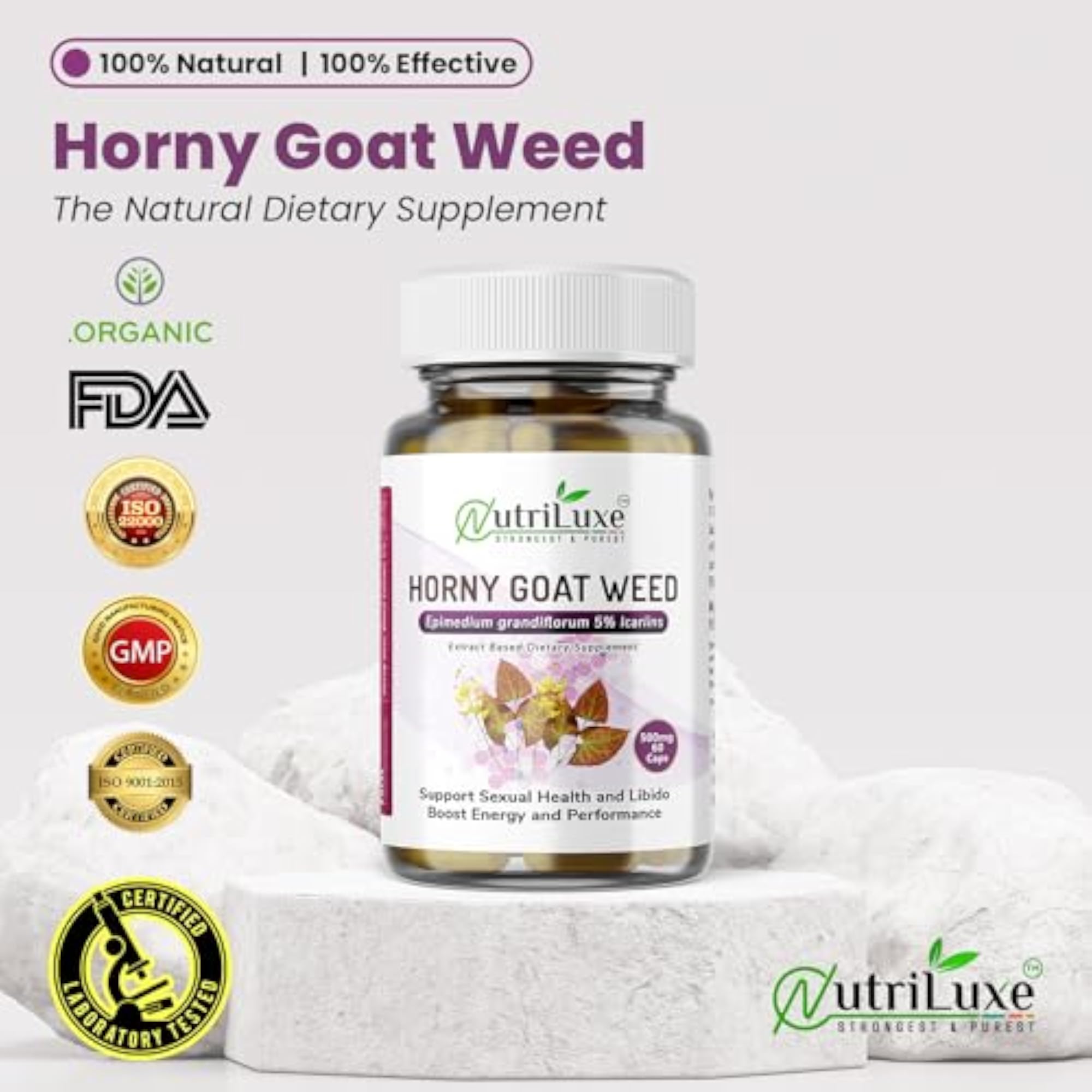 Nutriluxe Horny Goat Weed Extract Capsules, 500mg