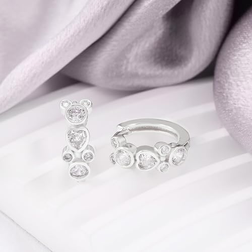 Mouse Earrings for Teens Women - Sterling Silver Cute Animal Heart Mouse Hoop Earrings Hypoallergenic Sparkle Cubic Zirconia Lightweight Lovely Huggie Loop Earring Adorable Gifts for Daughter Niece4