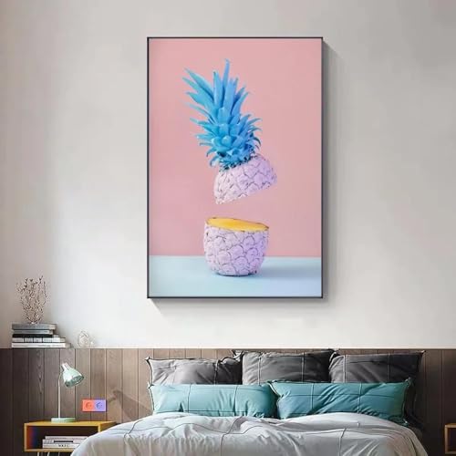 Toile ananas banane pour décoration salle à manger - Grand format 70x100cm
