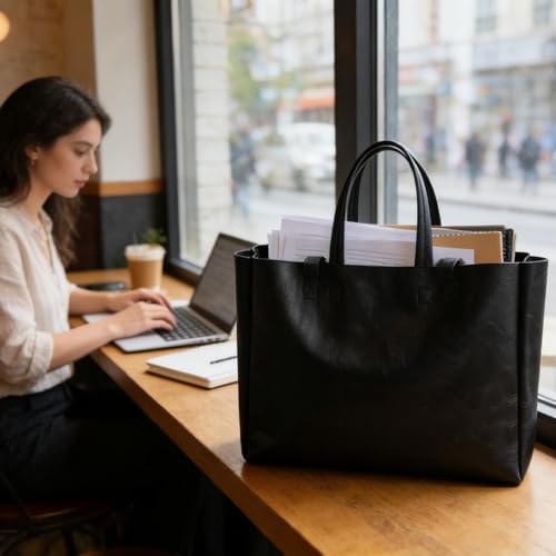 Bolso Tote Grande de Mujer en Cuero Sintético Suave miniatura 2