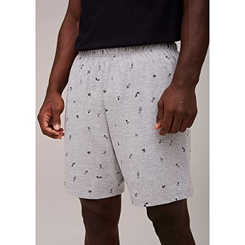 Pijama Curto Masculino Estampado Hering, Cinza, M