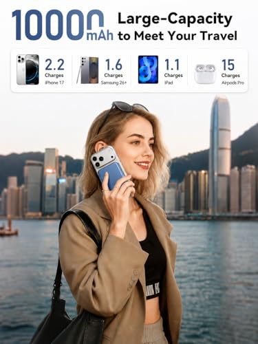 Image of Magnetic Portable Charger 10000mAh, Fast Charging MagSafe Battery Pack | 20W USB-C Fast Charging PowerBank with LED Display,Travel Essentials Wireless Charger for iPhone 17 /16 /15 /14 /13 /12, DarkBlue