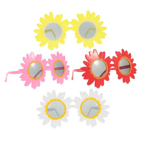 Ipetboom 4pcs Sunflower Glasses Props Funny Party Glasses for Cosplay Round Sunglasses Light Weight Sturdy Unique Design Perfect for Bar Beach Dance Party