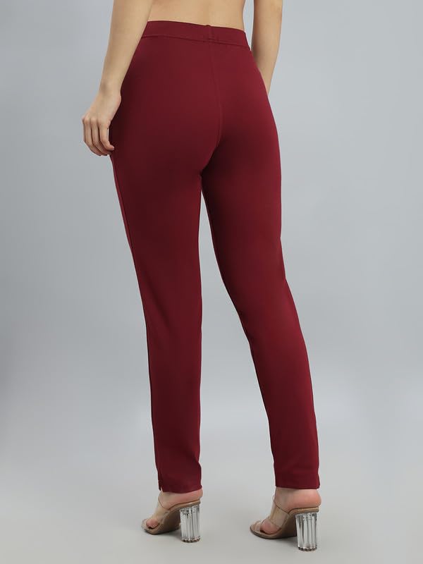 Image of GO COLORS Ponte Smart Kurti Pants Full Length for Women | Breathable, Mid Rise