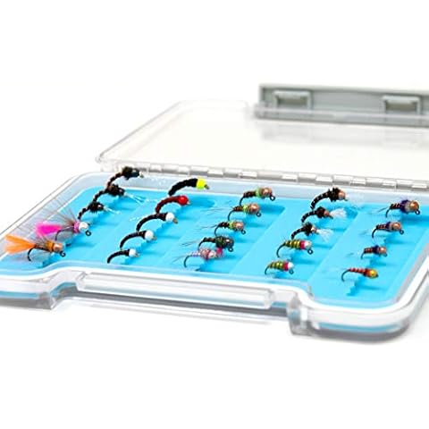 Superbe Flies 24 Producing Bead Head Nymphs Fly Fishing Assortment for Catching Trout | Tungsten and Brass Bead | Silicon Fly Box Cover