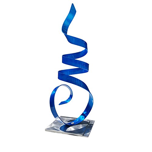 Statements2000 Modern Metal Centerpiece, Abstract Garden Decor, Contemporary Table Top Accent Sculpture - Blue Sea Breeze Accent by Jon Allen - 18