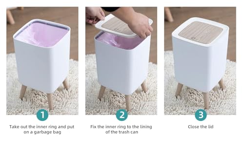 Image of House of Quirk Bathroom Trash Cans with Lids, 8 Litre Modern Office Trash Can for Near Desk, Kitchen Garbage Can Small Garbage Bin, Nordic Waste Bin (White)