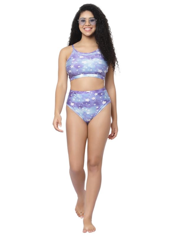 CUKOO Padded Star Printed Blue Bikini 2