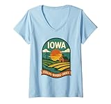 Photo Gallery donna iowa shirt fields rivers skies farm, mulino a vento al tramonto maglietta con collo a v Photo Gallery donna iowa shirt fields rivers skies farm, mulino a vento al tramonto maglietta con collo a v