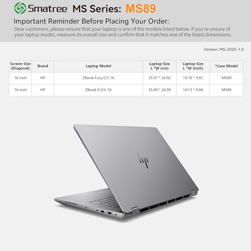 Funda de portátil 16 pulgadas con soporte Smatree MS89 para HP ZBook 2