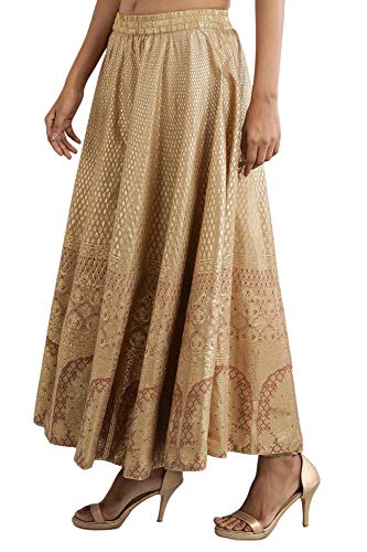 Image of Aurelia Women's Printed Strechable Polyester A-Line Ankle Length Maxi Skirt