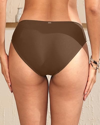 Image of Zmart Women Full Coverage Bikini Bottoms - Mid Rise Bathing Suit Swim Bottom Swimsuit Swimwear